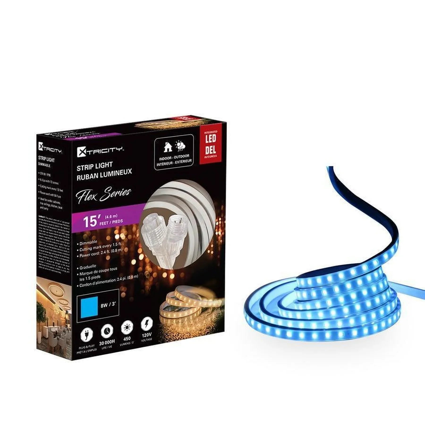 feet/8w-3'/120v/Blue and Indoor Xtricity 15 flexible exterior led strip