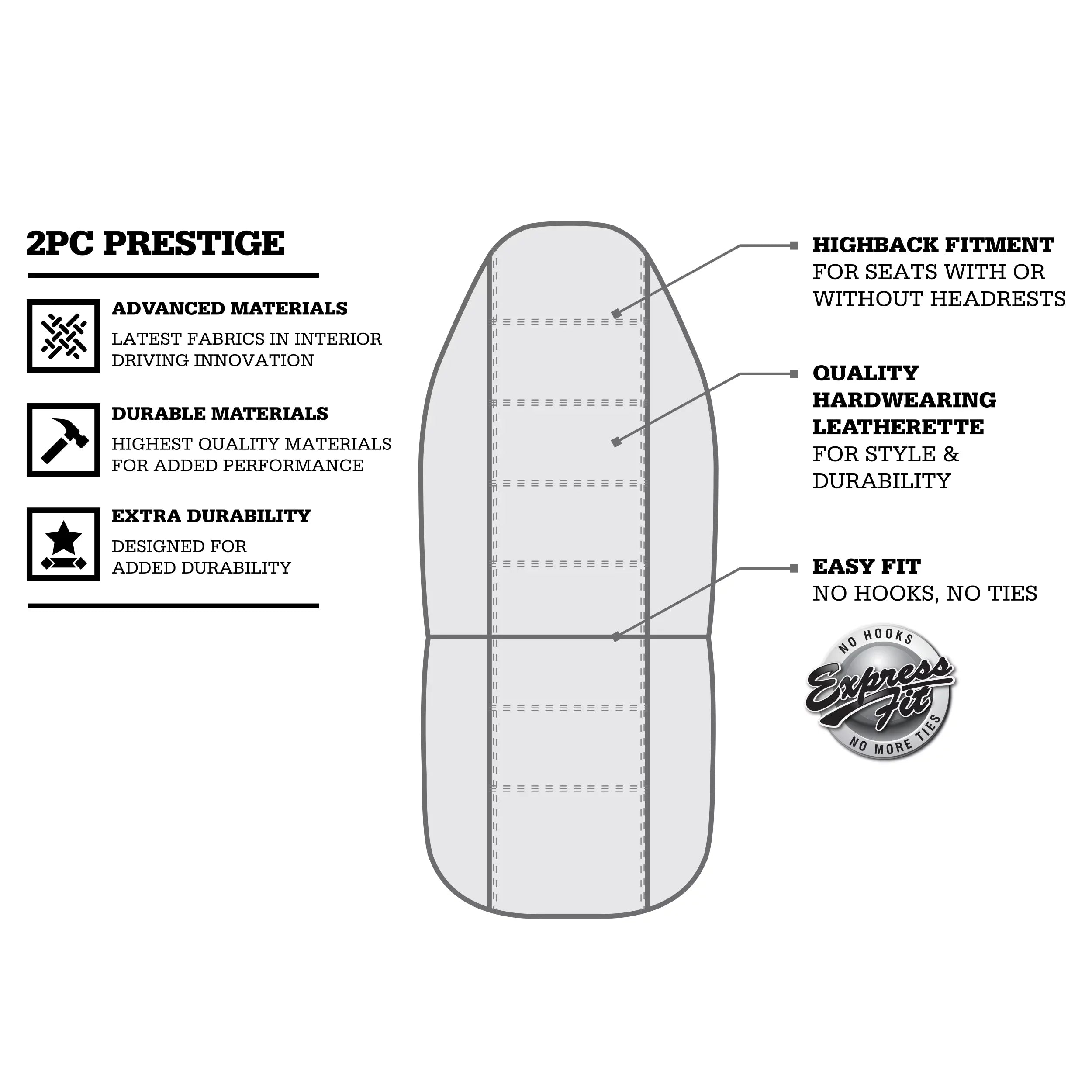 Seat Car Dickies Beige, Piece 806514 Front Vegan Prestige Leather 2 Genuine Covers