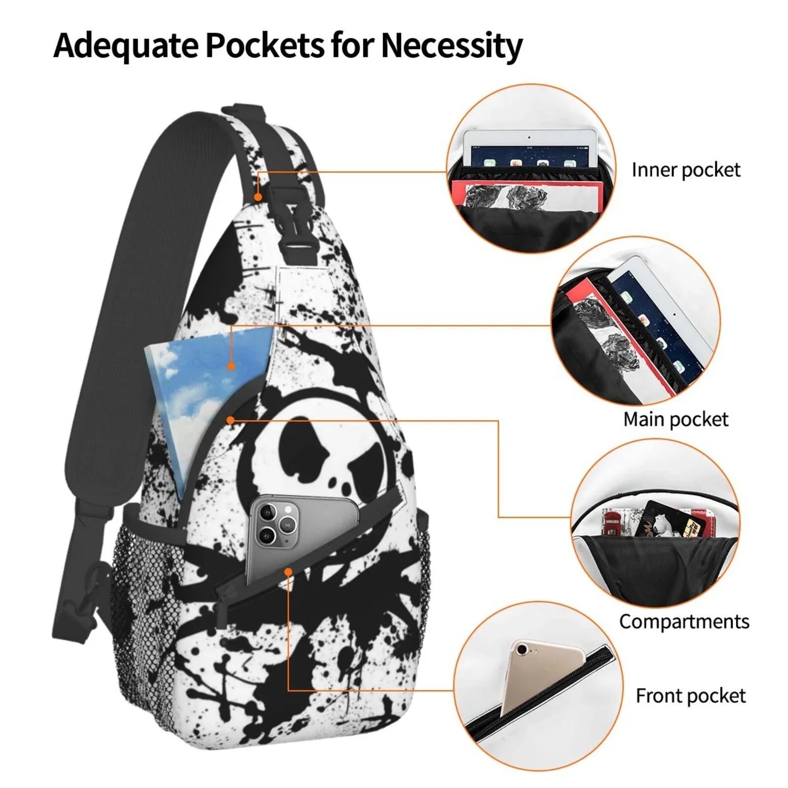 Daypack Gifts Christmas Sling Crossbody Women Men Bags Bag Unisex Skellington Jack Nightmare For Chest The Backpack Travel Hiking Shoulder Before