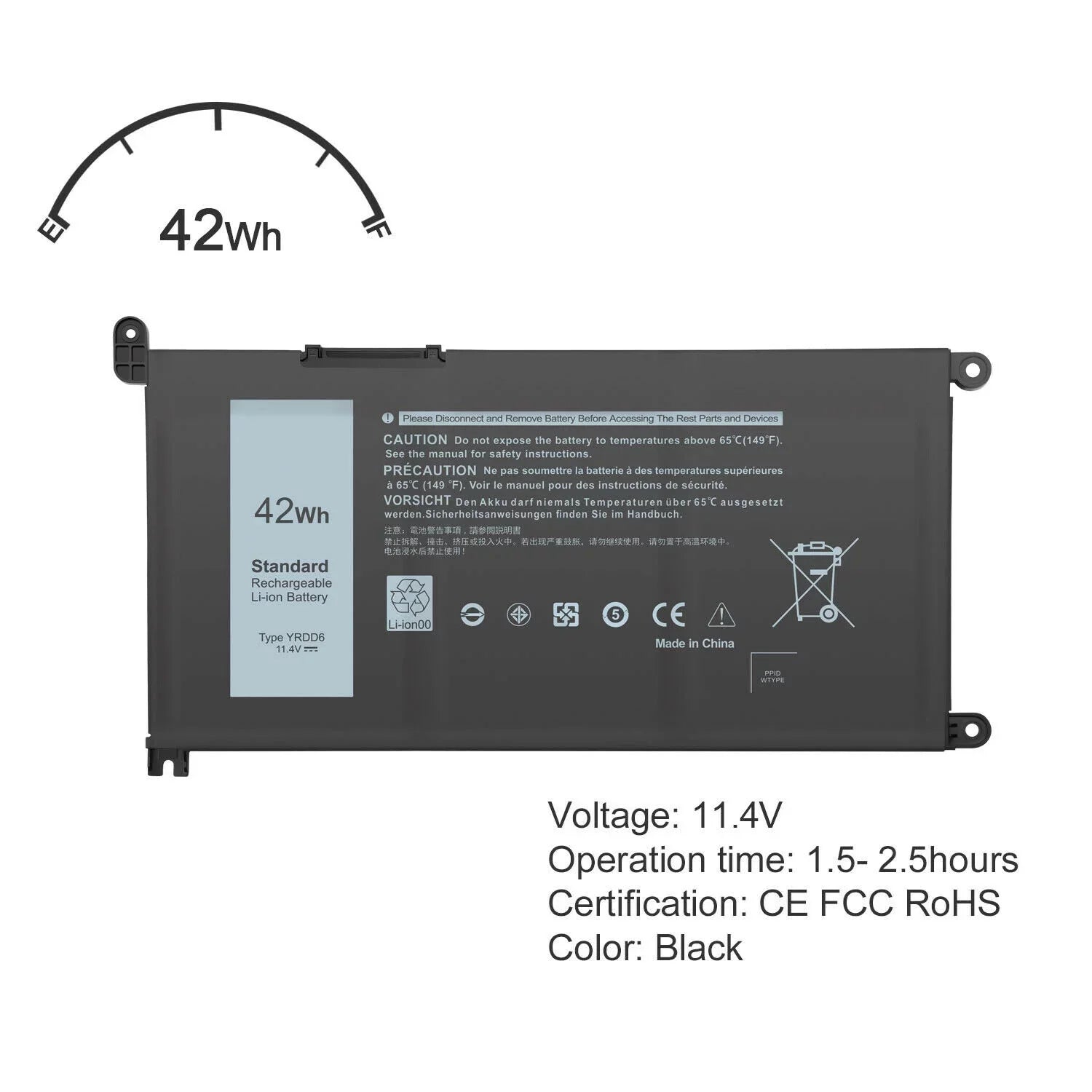 FAST 3593 15 YRDD6 3493 for Inspiron 5485 5480 USPS 5491 Battery 3584 42Wh
