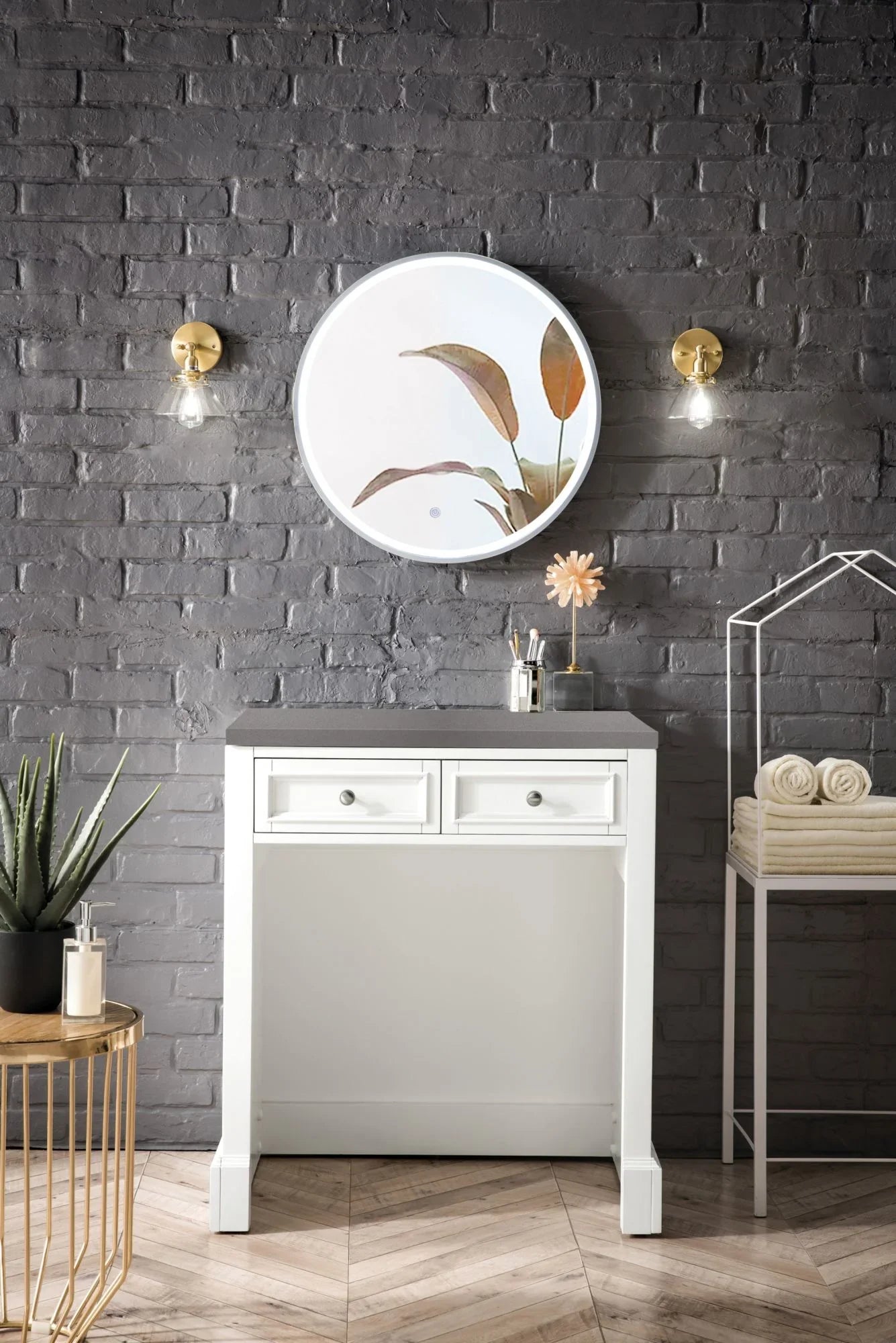 CM 3 Makeup James in. 30 Bright Furniture Quartz White Countertop Grey with Unit Soto Martin Expo De Top,