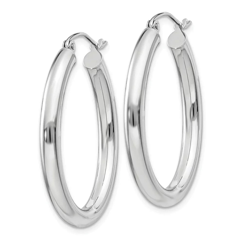 3.5mm 14kt for Gold Women Earrings; Real and Tube Polished Teens; Hoop Adults for and Men White Oval