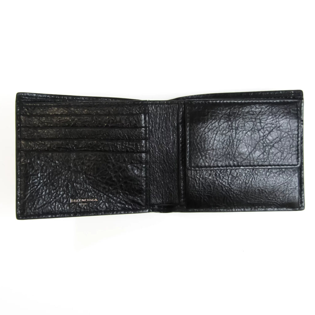 Leather Balenciaga 504934 Unisex Wallet Black (Good) Pre-Owned (bi-fold)