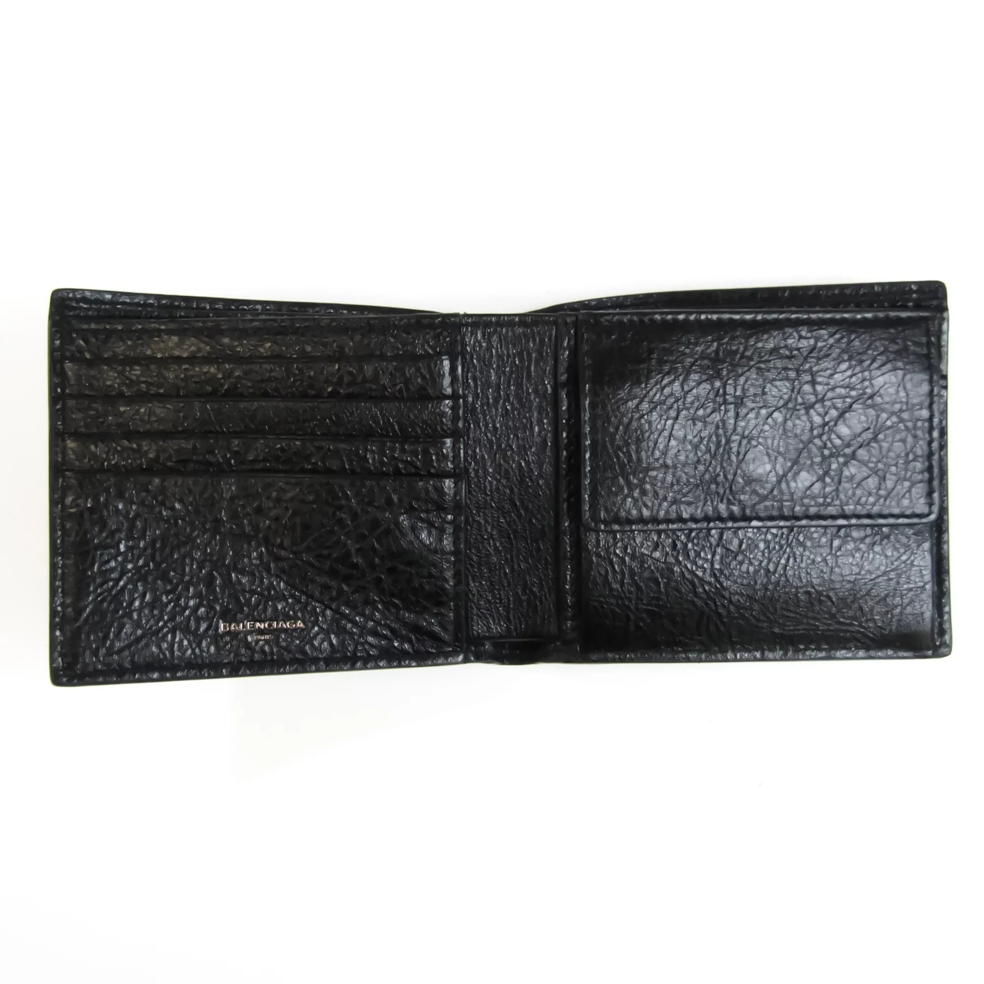 Leather Balenciaga 504934 Unisex Wallet Black (Good) Pre-Owned (bi-fold)