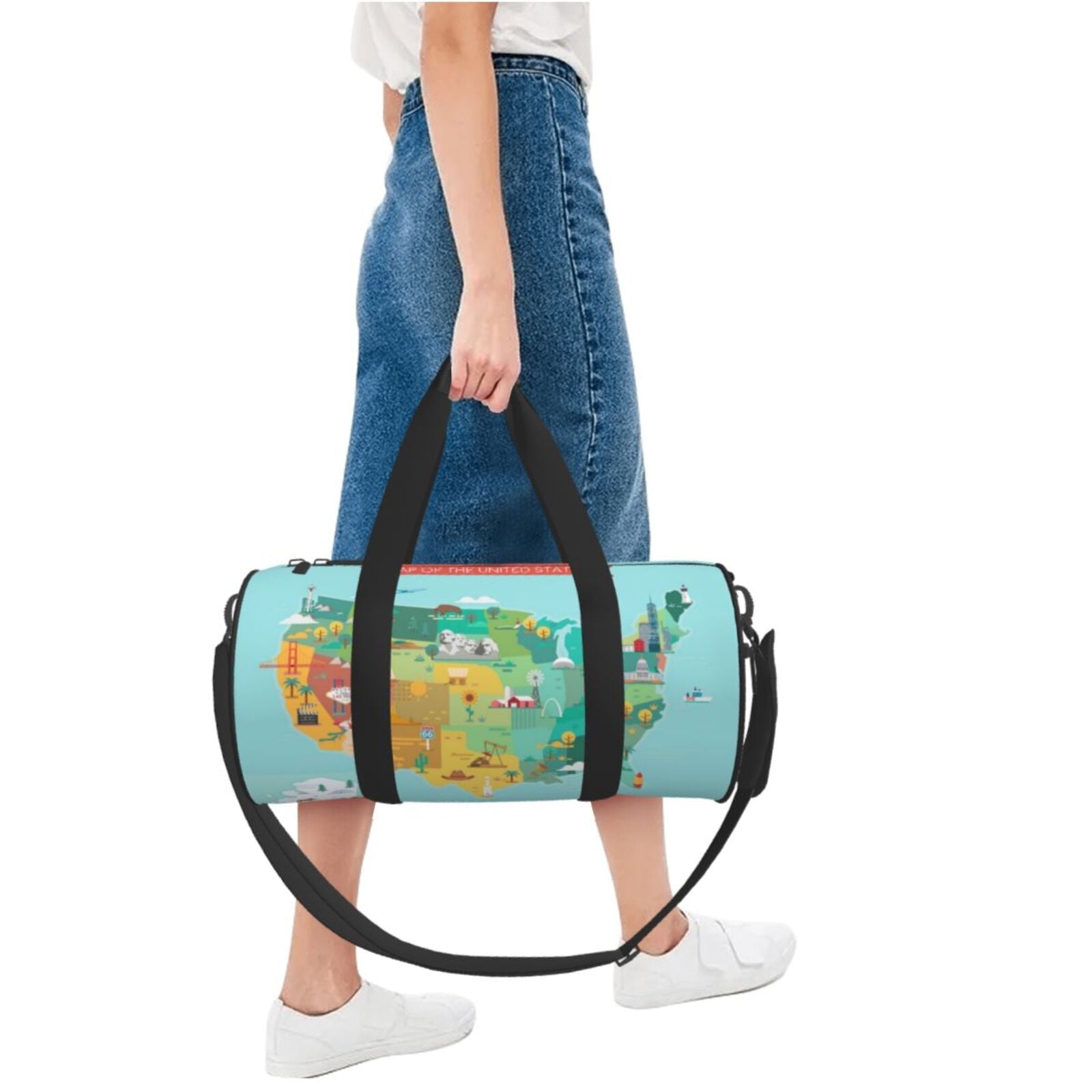 USA Pocket Bag and Tourist Coaee Large Compartment Map Travel with Luggage Sports Bag Cylinder Capacity Waterproof Bag Gym