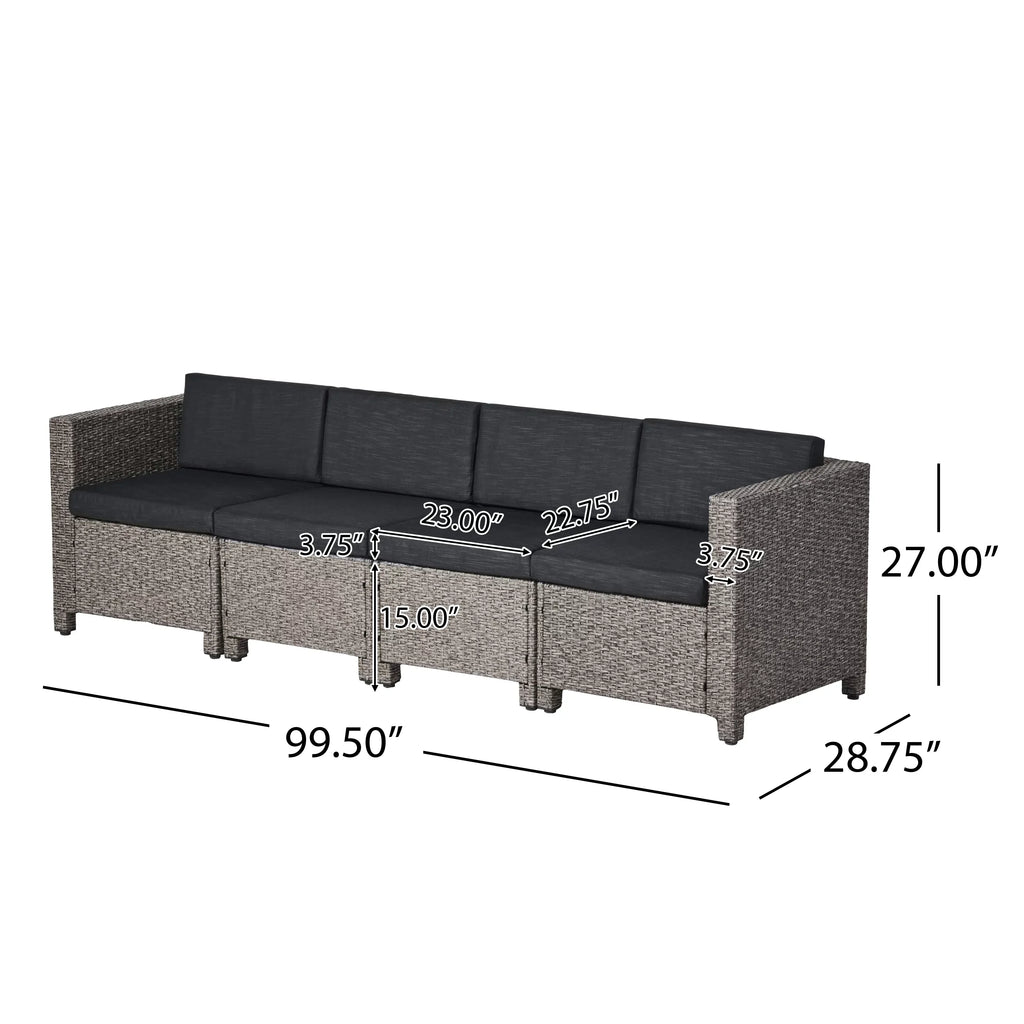 and Black GDF Dark Cushions, Mixed Sofa Studio Venice 4 Seater exterior Wicker Sectional Gray with