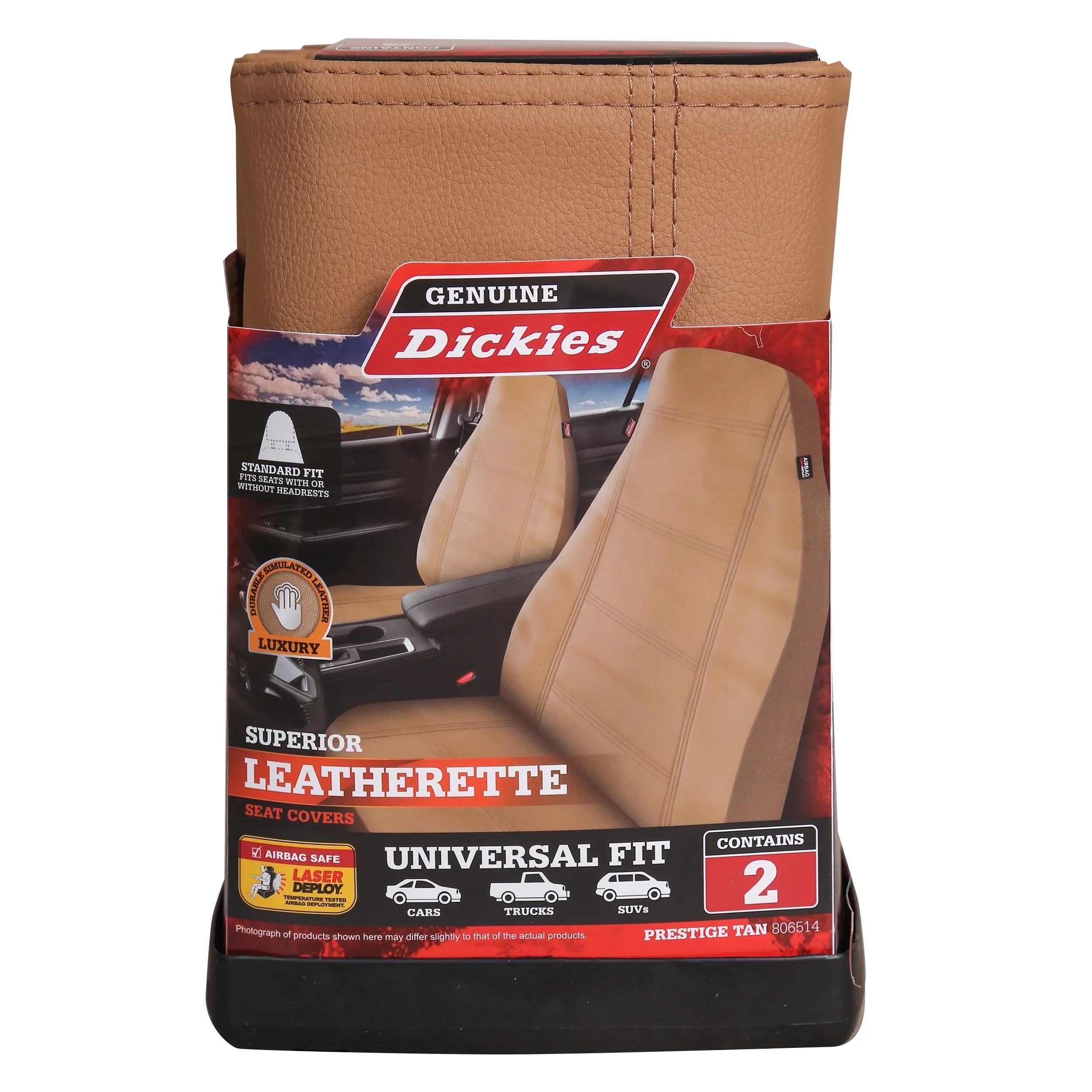 Seat Car Dickies Beige, Piece 806514 Front Vegan Prestige Leather 2 Genuine Covers