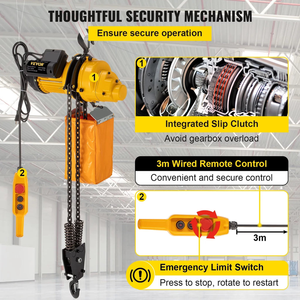 Height, Winch of Crane In Construction Control, Ceiling Lift 10ft Lift Remote Winch lbs Wired Warehouses, 110V Factories, Hoist, 2200 10ft w/ Garage Pulley Used Overhead Electric VEVOR Electric