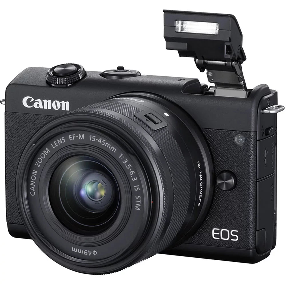 Canon Includes: Mirrorless More & 15-45mm IS Much Memory Ultimaxx Flash EOS Deluxe Card, Digital Camera w/ 64GB - Ultra with M200 f/3.5-6.3 STM Bundle Lens Bracket