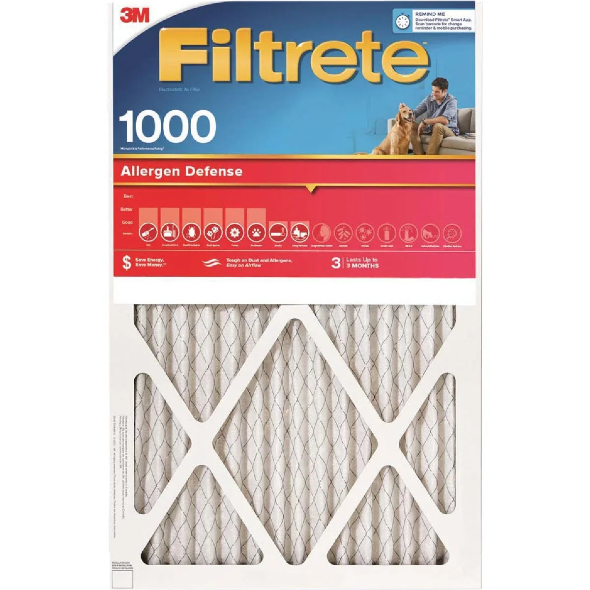 Filtrete x Allergen x 25 16 In. 1 PK, 1 Furnace In. Defense In. MPR Filter 1000/1085