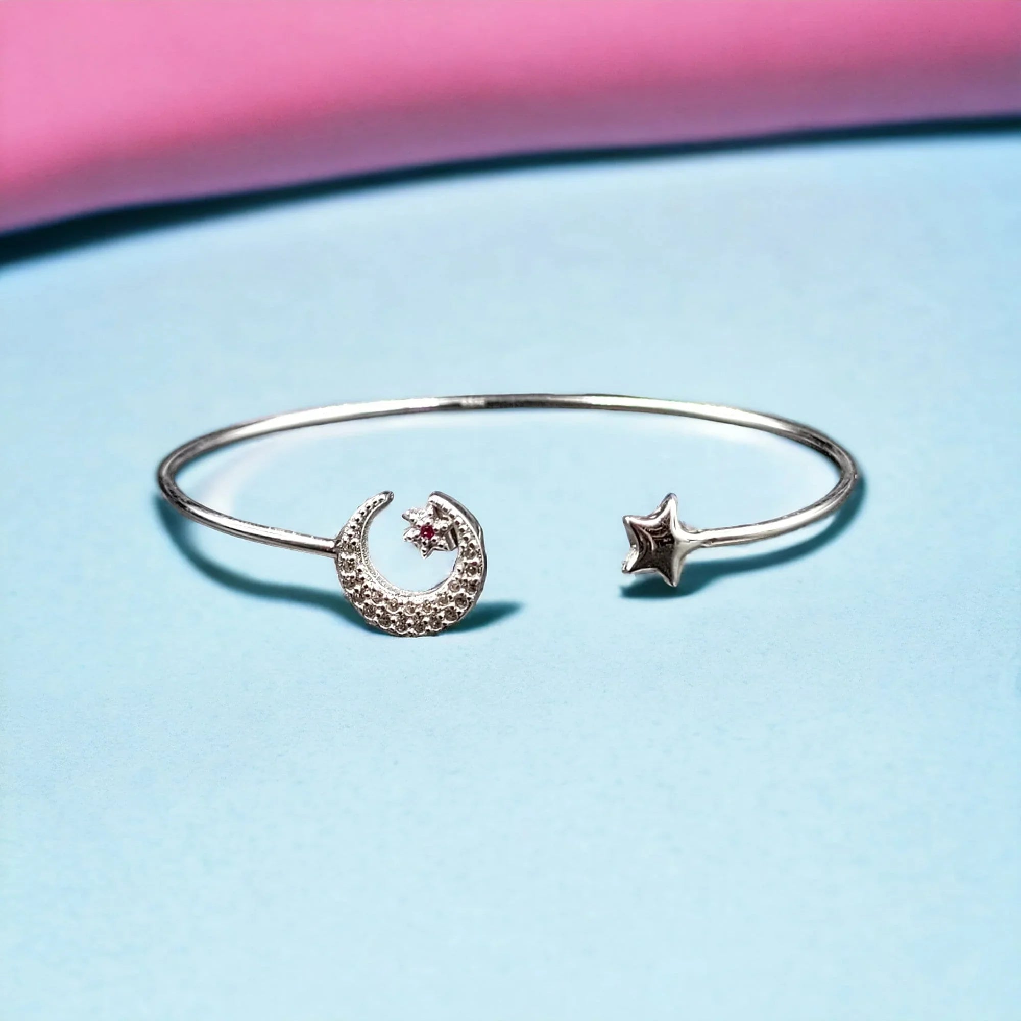 Star CZ idea Girls design Open Gift Best Solid and Kada Celesticle Bracelet Moon jewelry Silver for cuff Handmade Adjustable ended