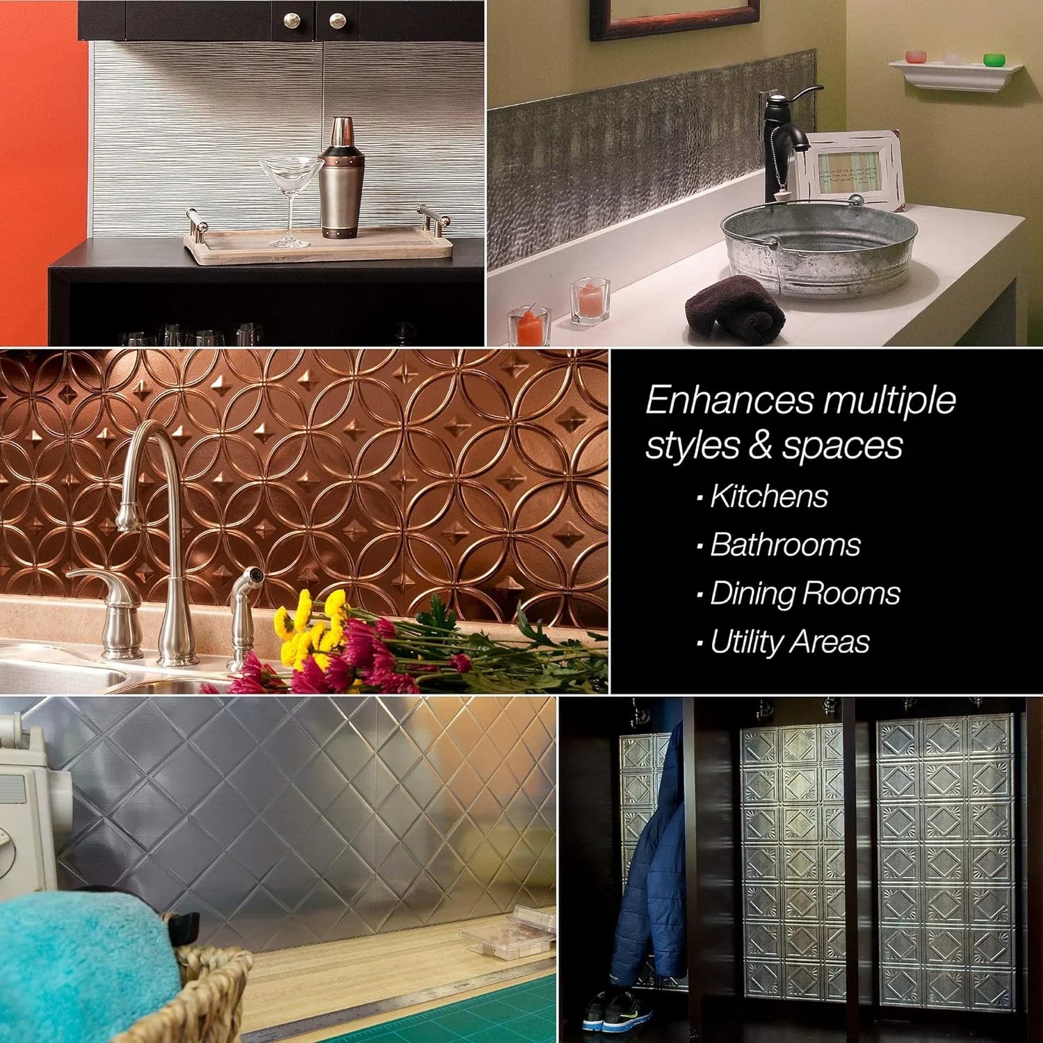 Sq Kit Backsplash Ft Decorative 4 Pewter In design/Pattern Traditional Vinyl 15 Smoked