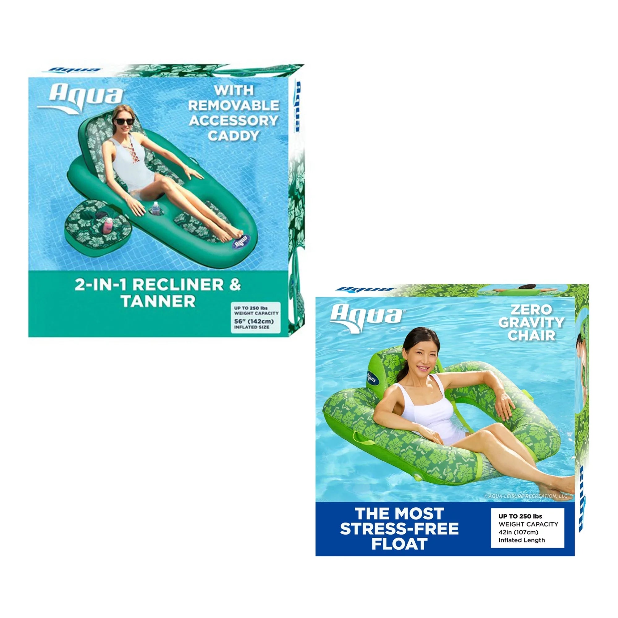 2in1 Floral & Aqua Leisure Lounger, Campania Pool Zero Gravity Float