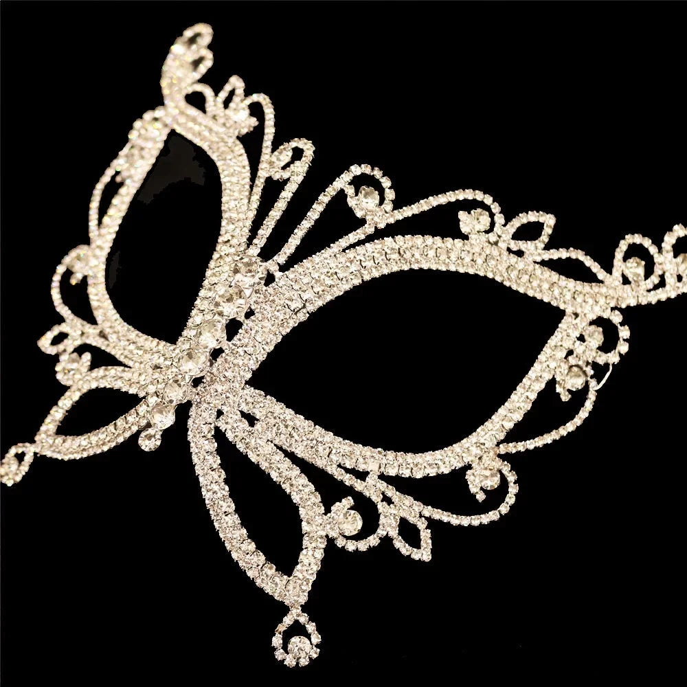 Face Masquerade Crystal Mask Halloween Butterfly Women Rhinestone Accessories for