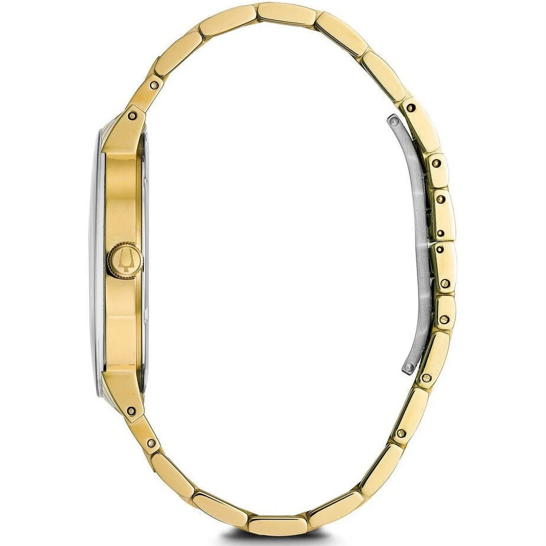 Gold Dial 97D115 Diamond Steel Bulova Bracelet Tone Watch Yellow Gold Modern Men's