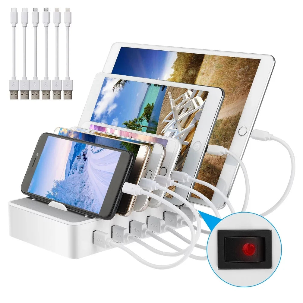 Dock Android USB Multiple - Cell USB Station Charging 6 for Fast Phone, Charging Organizer , with , for Devices iPhone Ports Phone