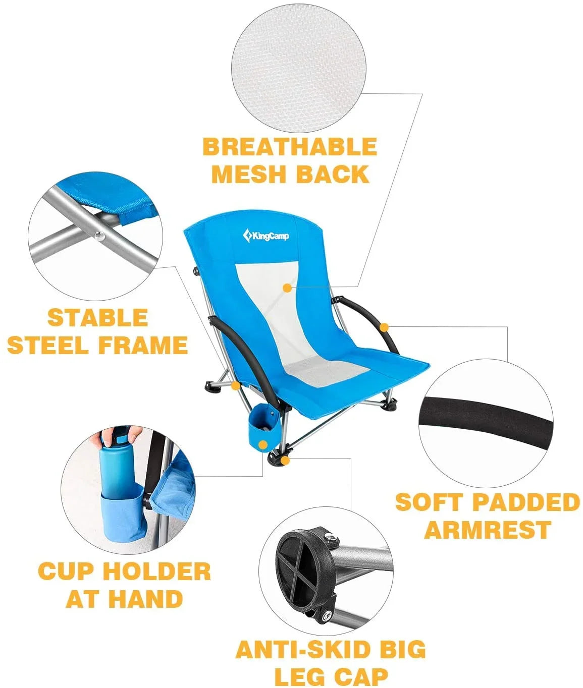 ingCamp Chair 2 Beach of High Concert Camping Chair, Camping pack Back Folding