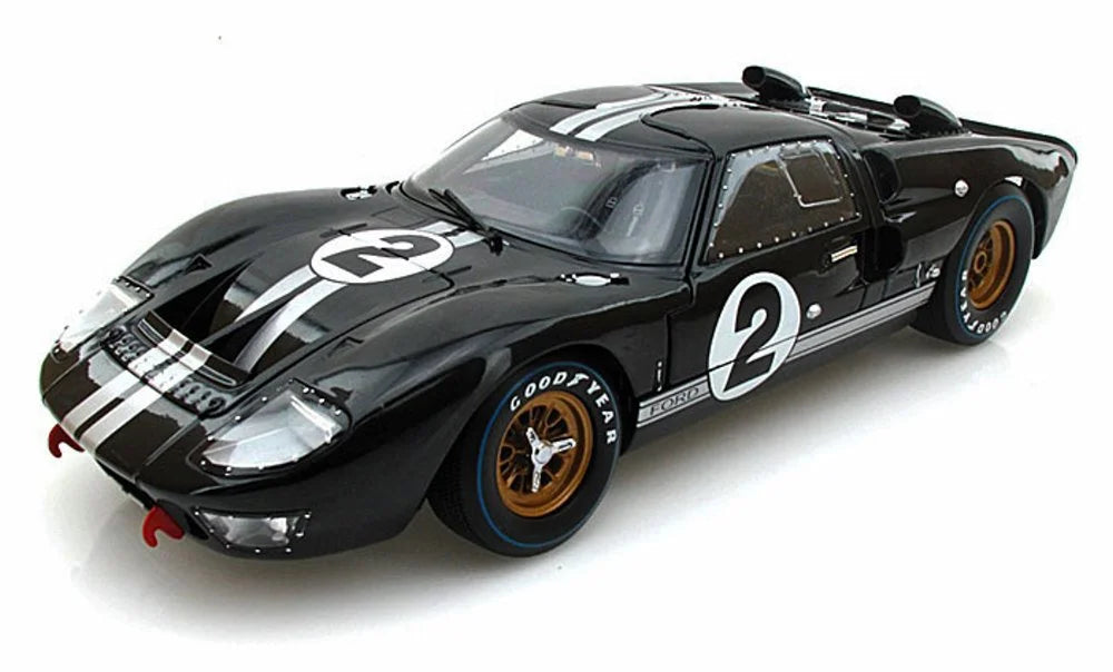 Car 1966 Toy SC408 - - Car 1/18 Black Stripes Shelby Case w/Display Model II GT-40 MK w/ Silver Diecast #2, Scale - Diecast