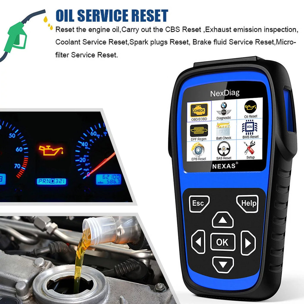 OBD2 Scanner Maintenance Check DPF MINI Scanner & Multi-System Engine Diagnostic Tool after Vehicles for Code ND601 Reset Fits NEXAS Reader 1996 BMS Diagnostic Regen for Automotive