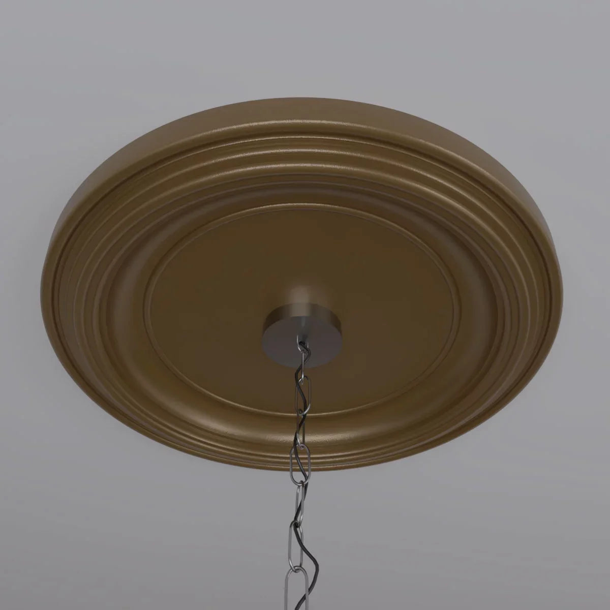 PVC Ceiling Traditional 1/2"ID to Thermoformed 1 Medallion x Rush Metallic 13 3 Gold 1/2"P Millwork (Fits Ekena 1/2"), Canopies 22"OD x up