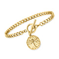 Over Sterling Dragonfly Ross-Simons Bracelet Gold Charm, Women's, Italian With 18kt Adult Toggle Curb-Link