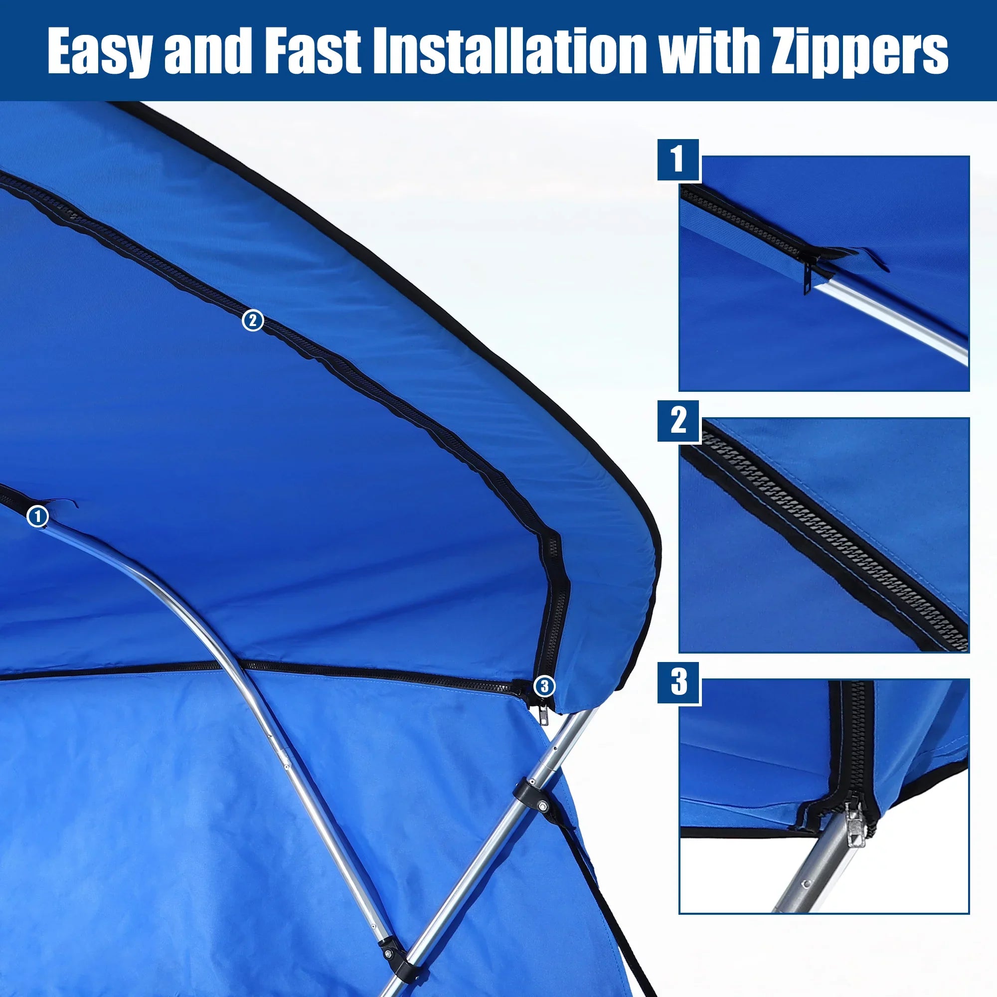 Cover with Top Boot Bargains Bimini 79"-84"W Bow 600D 54"H x Storage x Blocks Canvas Blue 8'L Unique Side Detachable 4