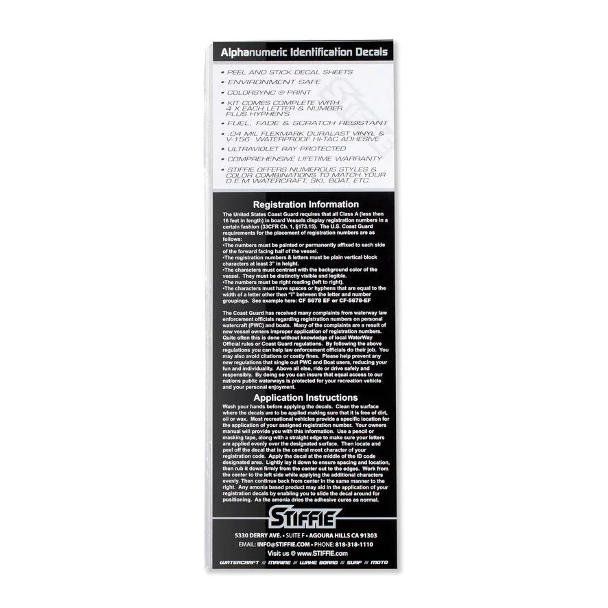 Boats for & Numbers Registration Personal Watercraft Whipline Solid Identification STIFFIE Alpha-Numeric Stickers 3" Decals White/Navy