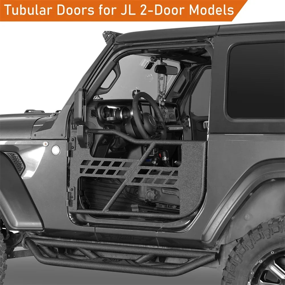 Steel Door 2018-2023 Jeep Black Frame Tubular Hooke Guards JL Half Wrangler Road Fit 2-Door