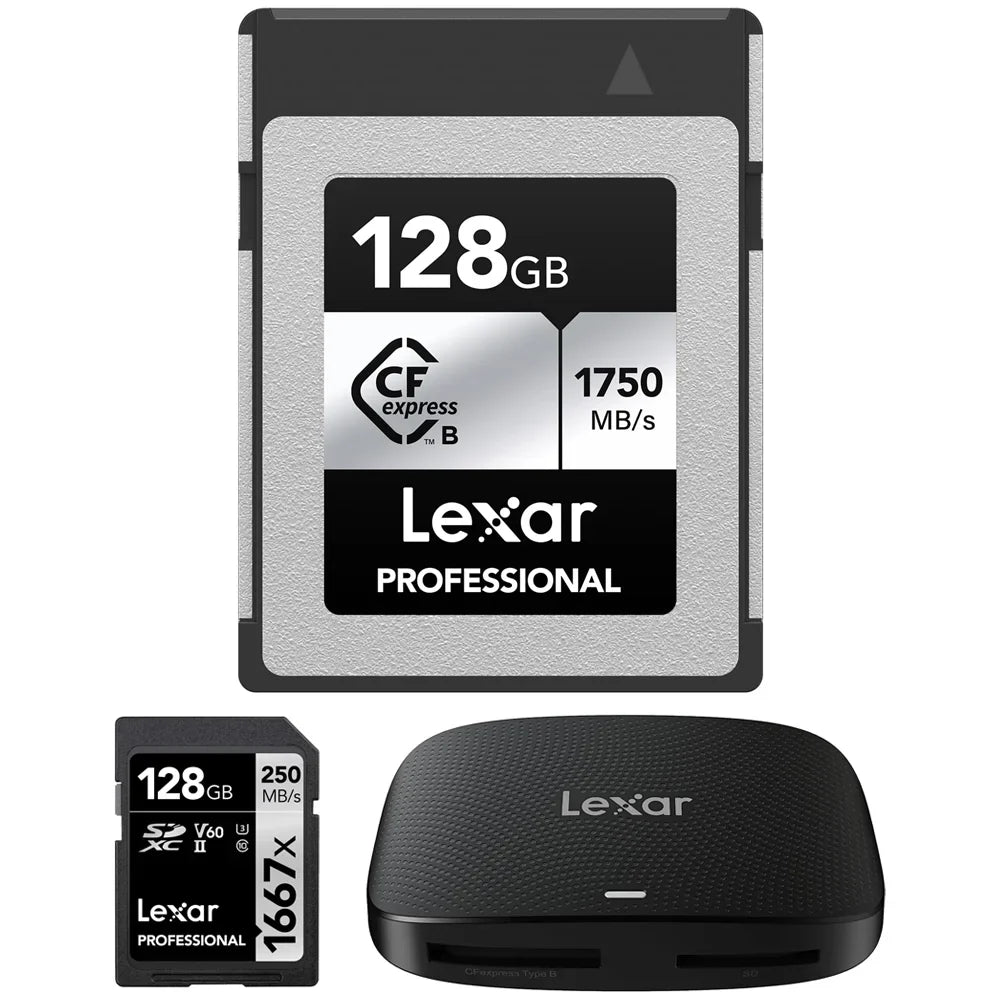 2 1667x Card Card SILVER B Memory 520 B/SD Type with Card 128GB 128GB Bundle Series Gen 3.2 USB Type Memory Lexar LRW CFexpress SDXC CFexpress Reader Professional LCXEXSL128G-RNENG and