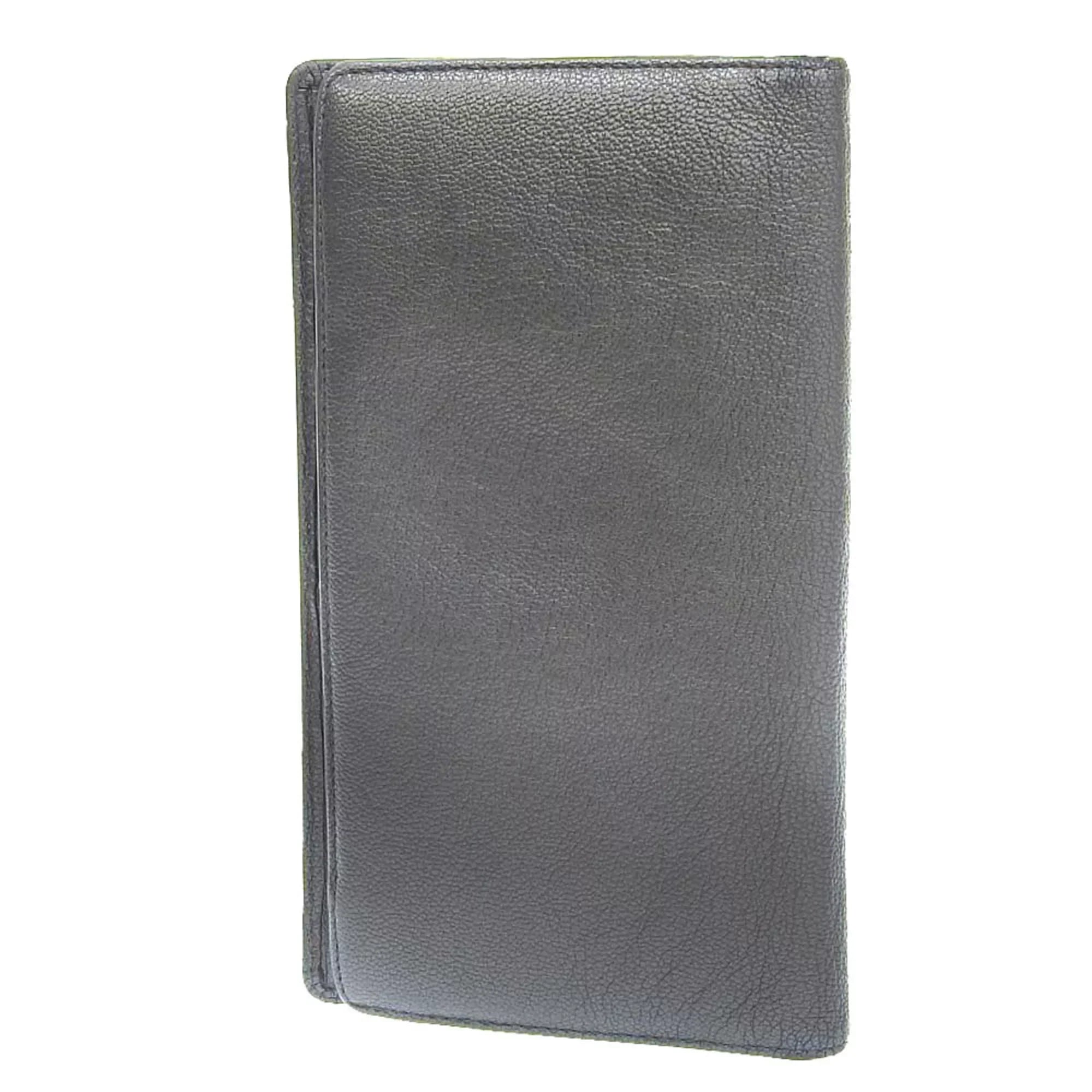mark Pre-Owned with No. metallic here (Fair) wallet 11 long gray bi-fold lambskin seal