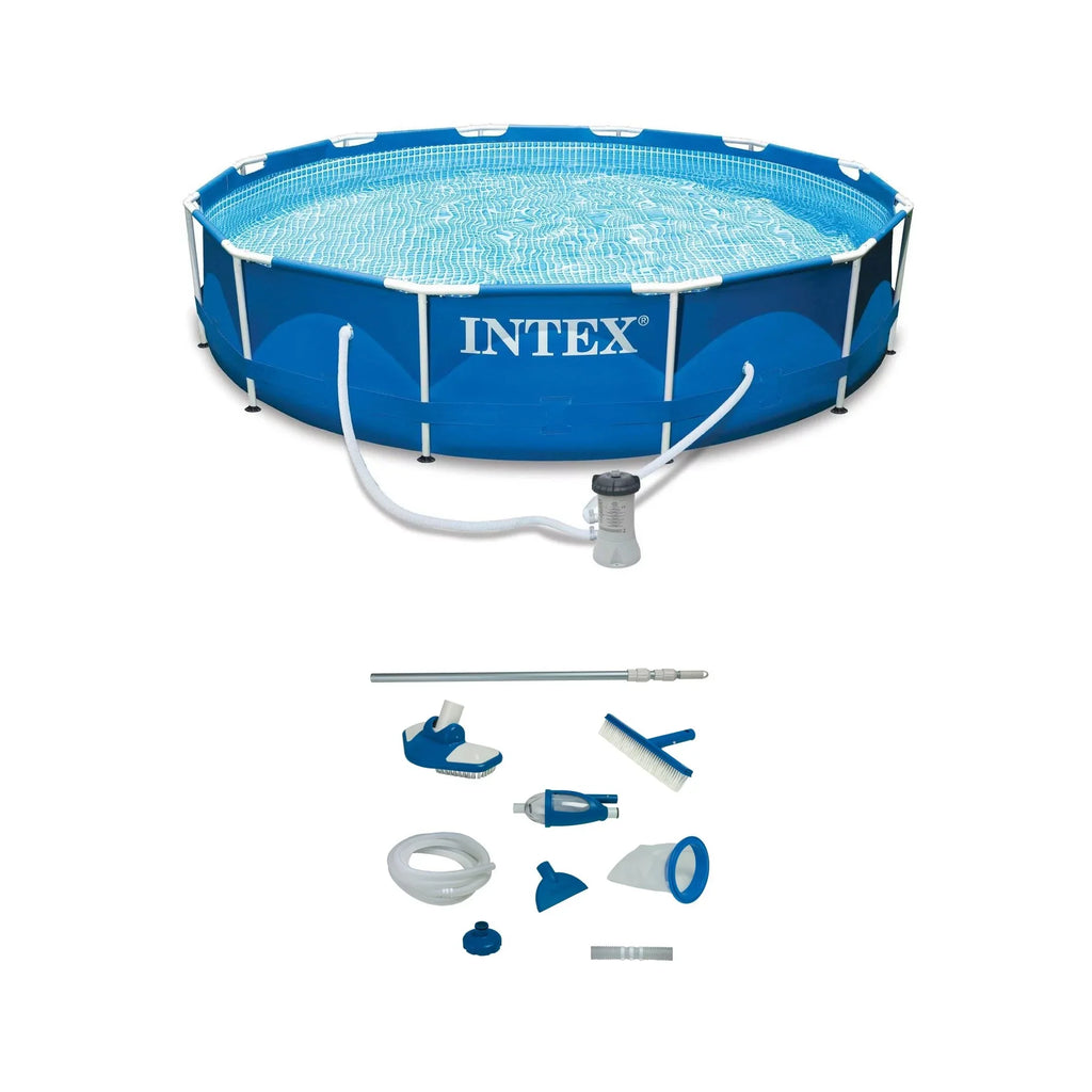 Frame Pool & Intex Maintenance x w/ Metal 30" Pool Filter Swimming Pump Kit 12'
