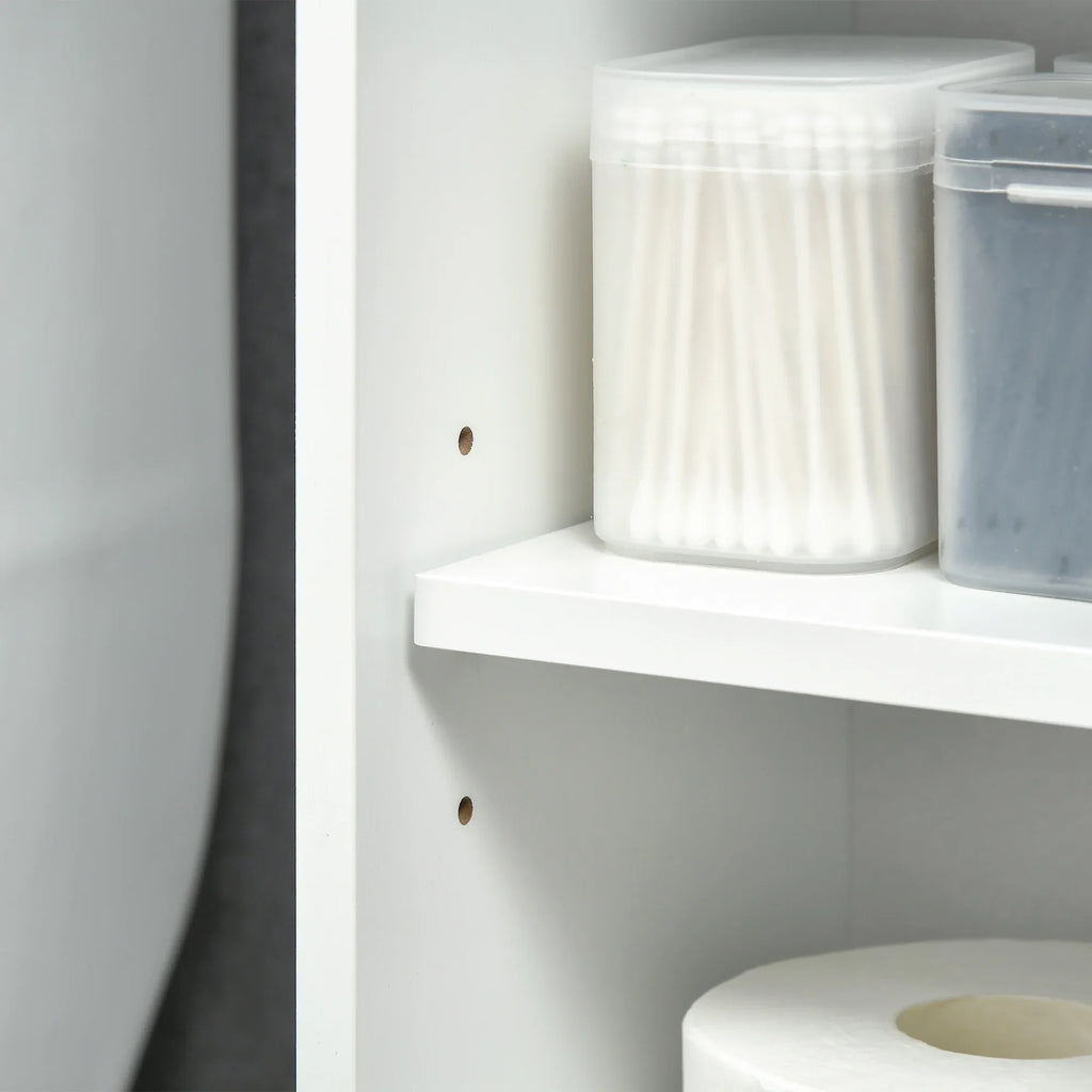 Over Freestanding Toilet Shelves, Storage Organizer Cabinet, kleankin Bathroom White Toilet Rack, with Adjustable the Bathroom