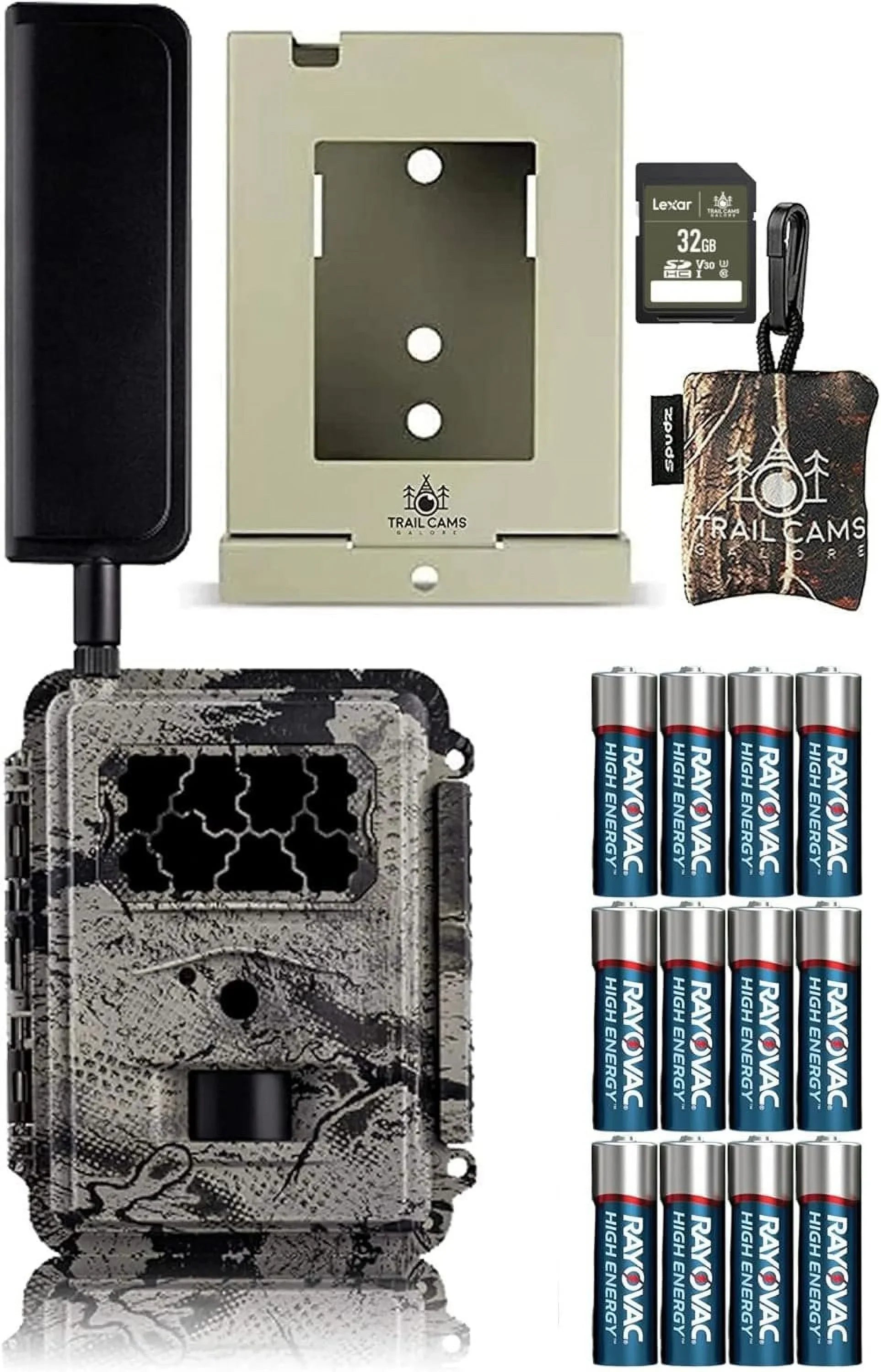 Spartan with Case, LTE Screen SD GoCam Card, and Cloth Security Wireless VERIZON Cleaner Batteries, Spudz Camera 4G Microfiber