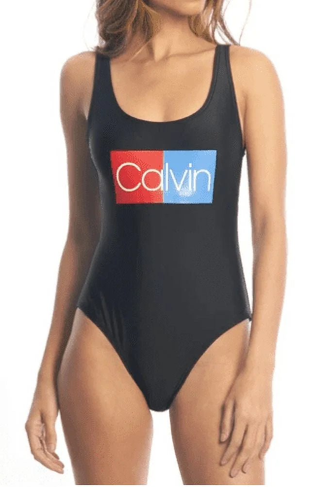Swimsuit, U-Back BLACK Large Calvin One-Piece US Logo Deep Klein