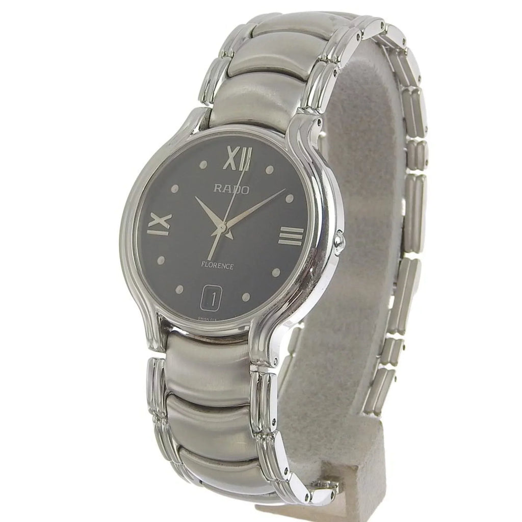 black (Good) Rado quartz Pre-Owned 3777 dial Florence men's RADO 4 115 battery watch