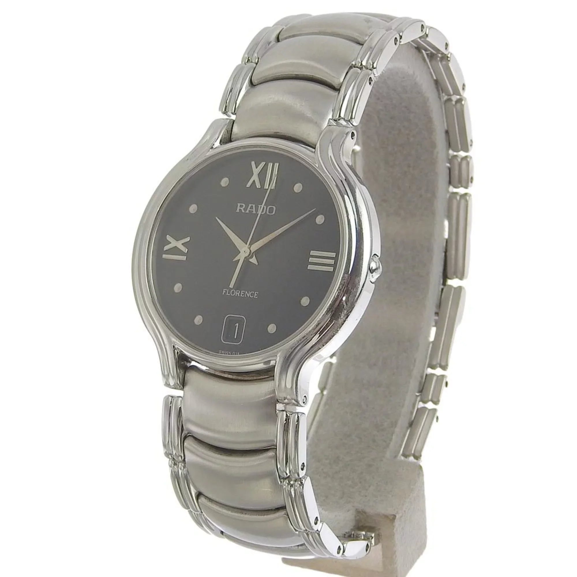 black (Good) Rado quartz Pre-Owned 3777 dial Florence men's RADO 4 115 battery watch