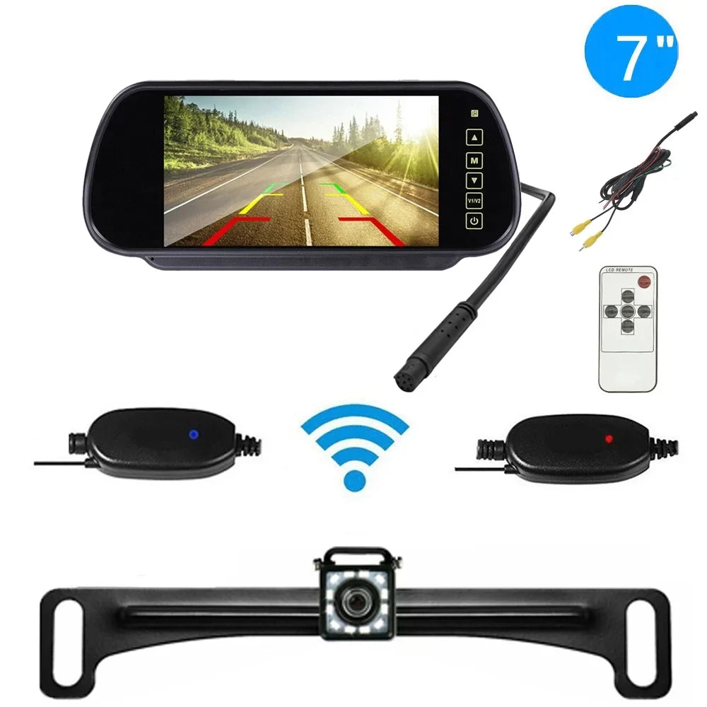 View Vision HD Rear Camera Night Car Parking System Backup Monitor 7" Wireless