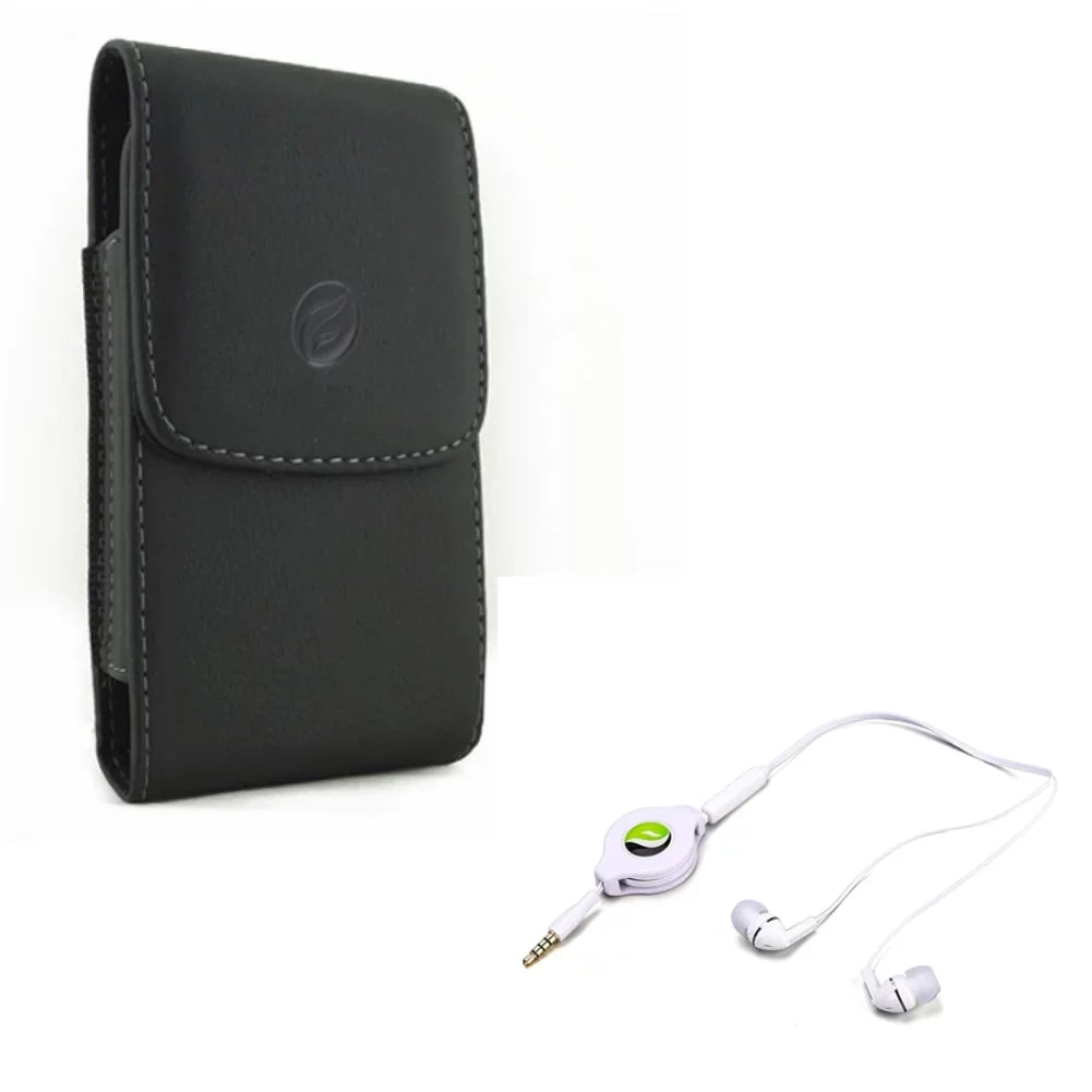 Kyocera Mic G7 Play, Vertical LG X Pro Leather G7 Black Motorola Case - 2 DuraForce G6 R8X X4 One, Maxx Retractable Moto ThinQ, Hands-free G8 Droid for - Earphones ThinQ Play 2 w Headset