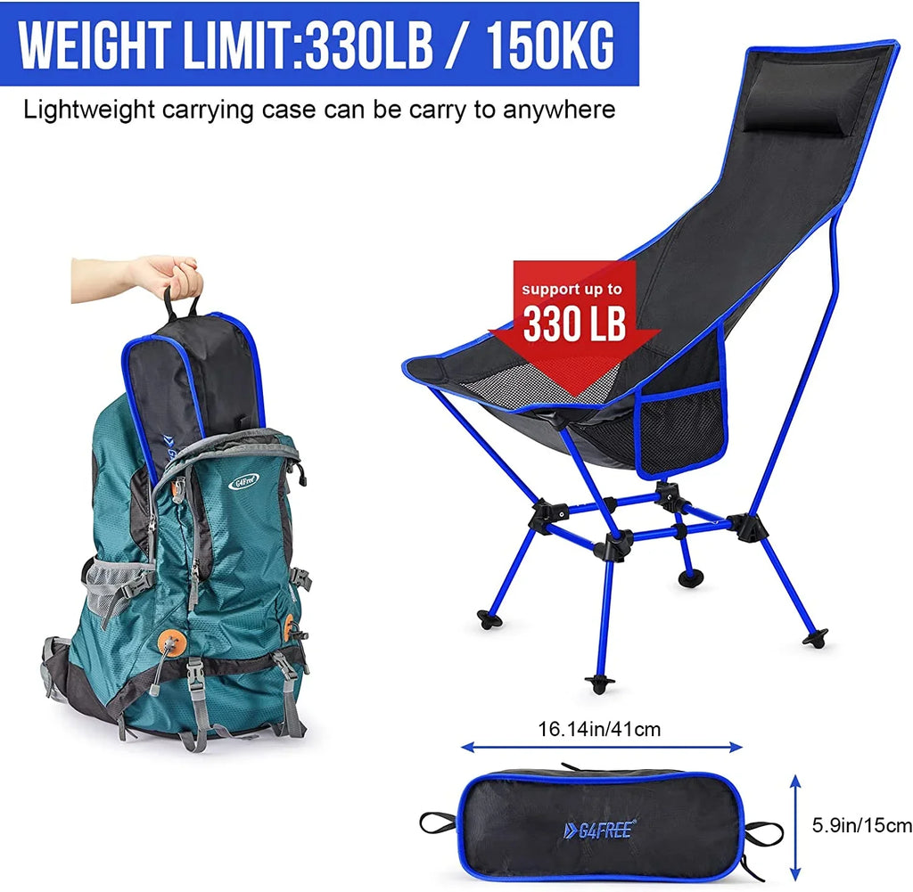 Back with & High Pocket Hiking YANPO Camp exterior Portable Lawn Beach Chair Chair for Camp 330lbs Lightweight Heavy Headrest Duty 2Pack Travel Travel Chair, Folding