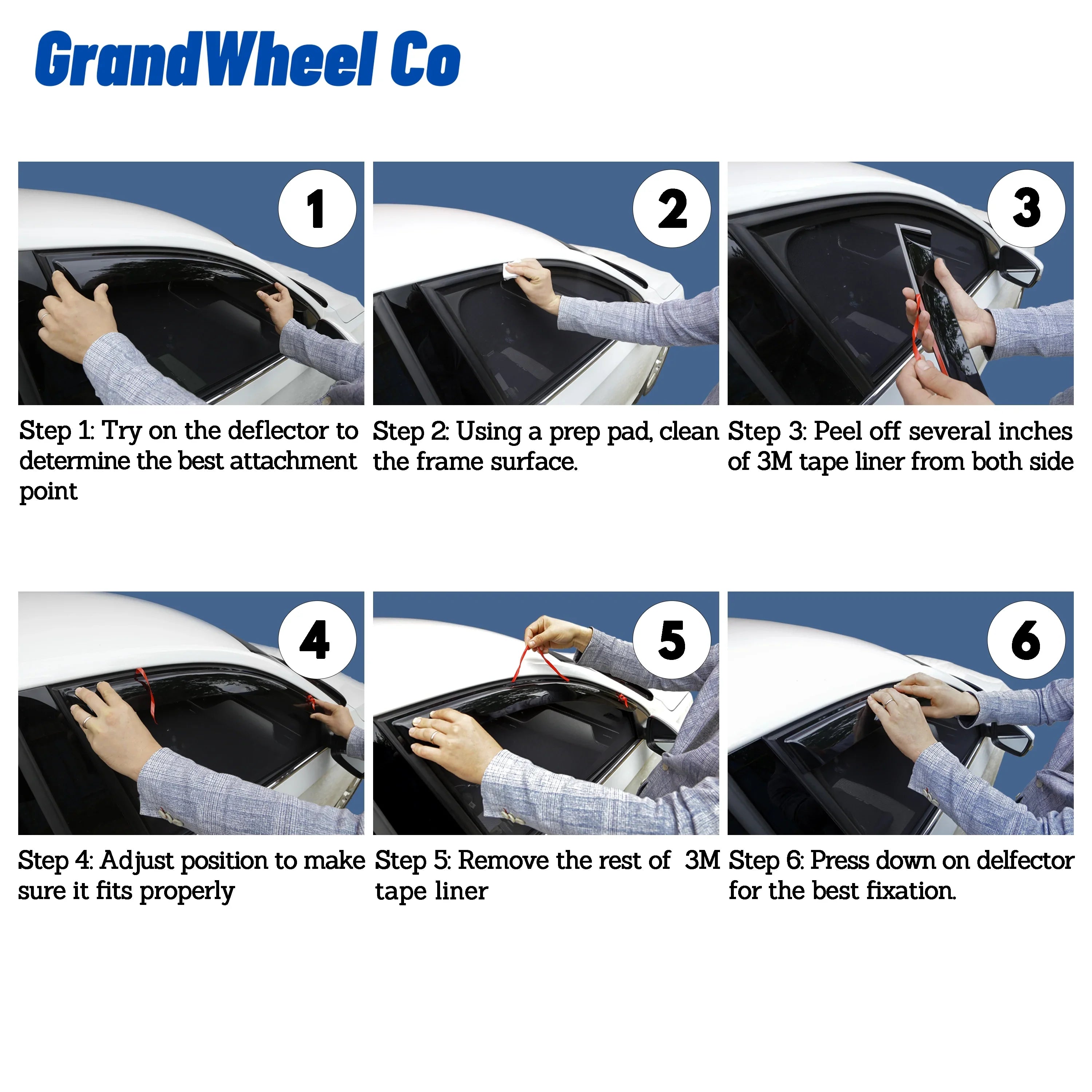 Rain 2021-2024 GW0299 Visor Smoke Tinted Co Vent Tape-On 6pcs. Nissan Guards Compatible with Window - GrandWheel Side Deflectors Rogue