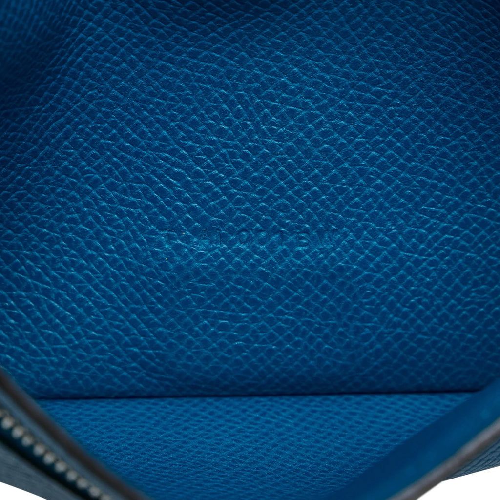 Unisex Hermès Wallets Epsom Calf Blue Authenticated Bearn Leather Long Wallet (Fair) Pre-Owned
