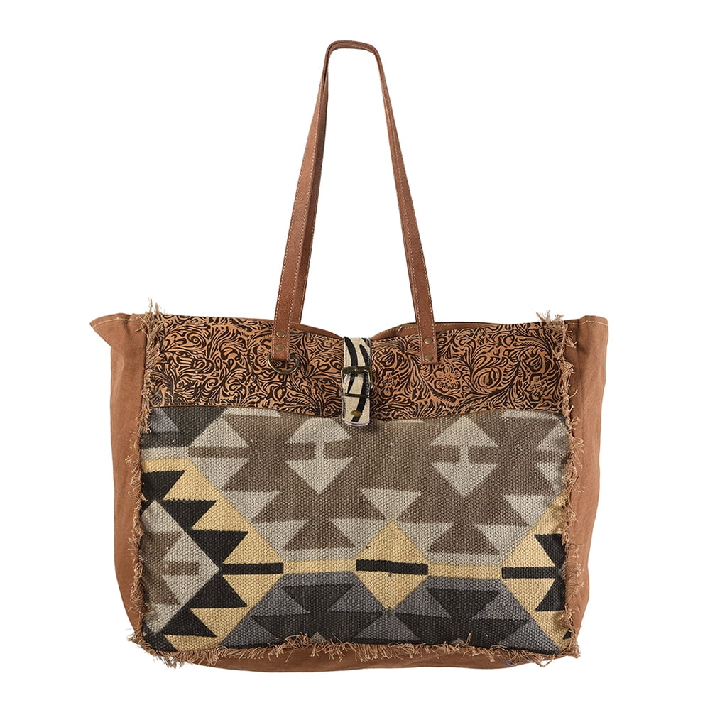 Genuine Embossed purse women Leather Canvas Upcycled Upcycled KB TOTE KB228 Wool bag handbag OHLAY western