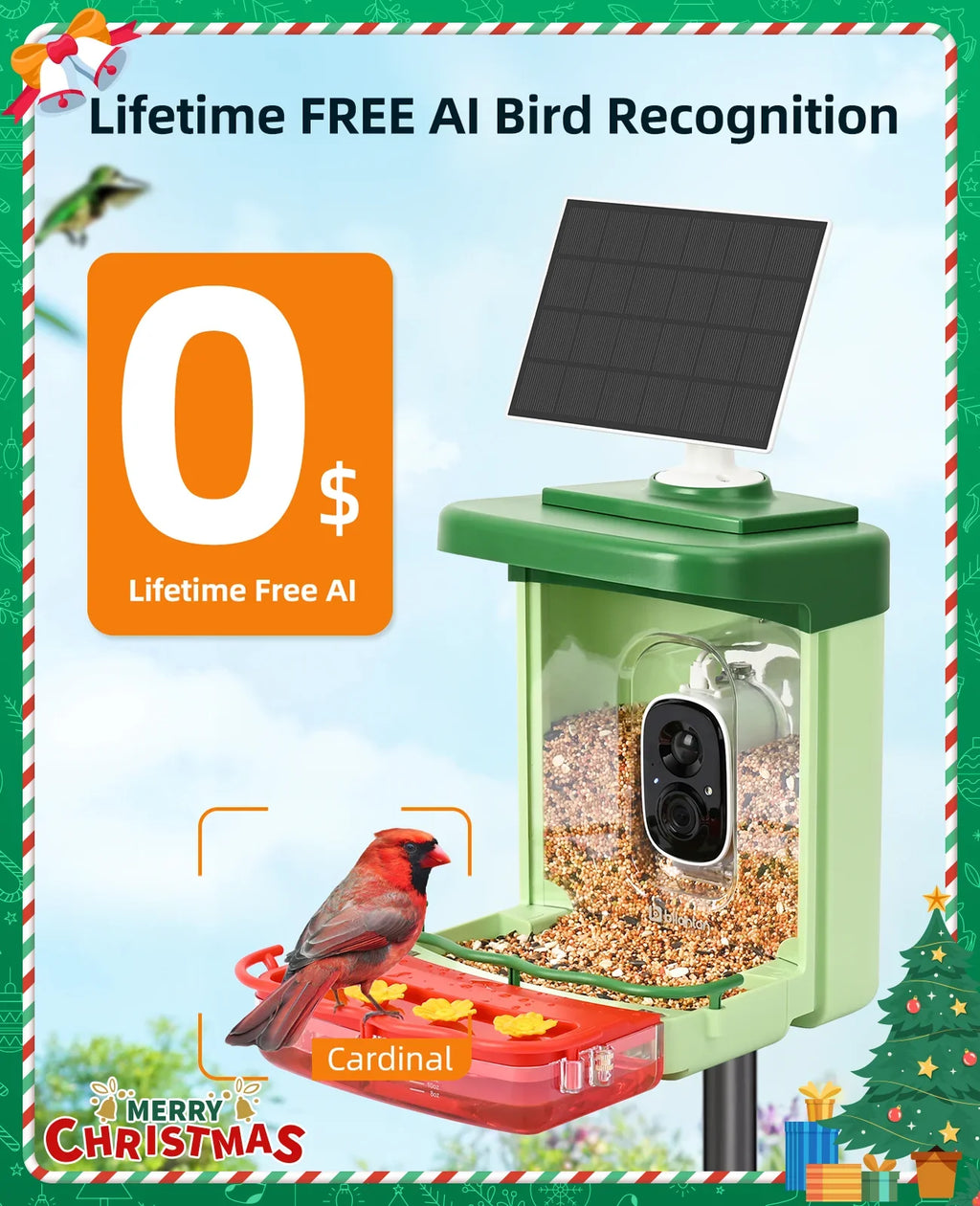 Gift Anyone Feeder 1 in 2 Feeders Bird Ideal Hummingbird Camera, AI with Camera, Bird HD Close-Ups Capture Camera Birds for with of Species, Auto 3MP with Identify Unique