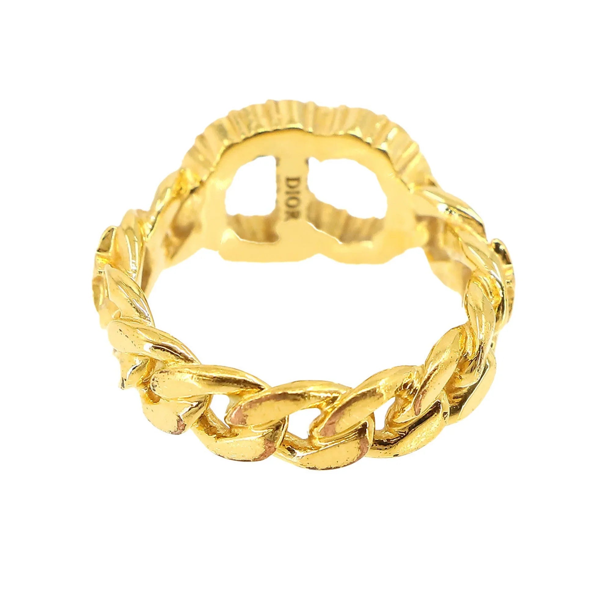 Dior S D New) Rhinestone Clair Ring (Like Lune Pre-Owned Gold Christian