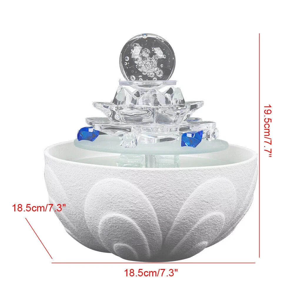 Desktop Desktop Office Fountain, liquid White Lotus Waterfall Tabletop Flowing liquid Ornament Fountain Crystal Fountain Teahouse Decor