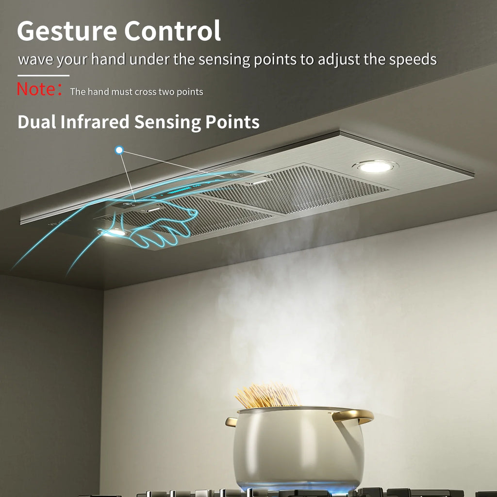 Speed (36 Sensing&Touch Ductless Kitchen Inch) (Kit Gesture Control CFM with Vent Convertible Panel, 36 900 Steel Insert HisoHu Included), 4 Range Inch, Hoods Stainless Ducted