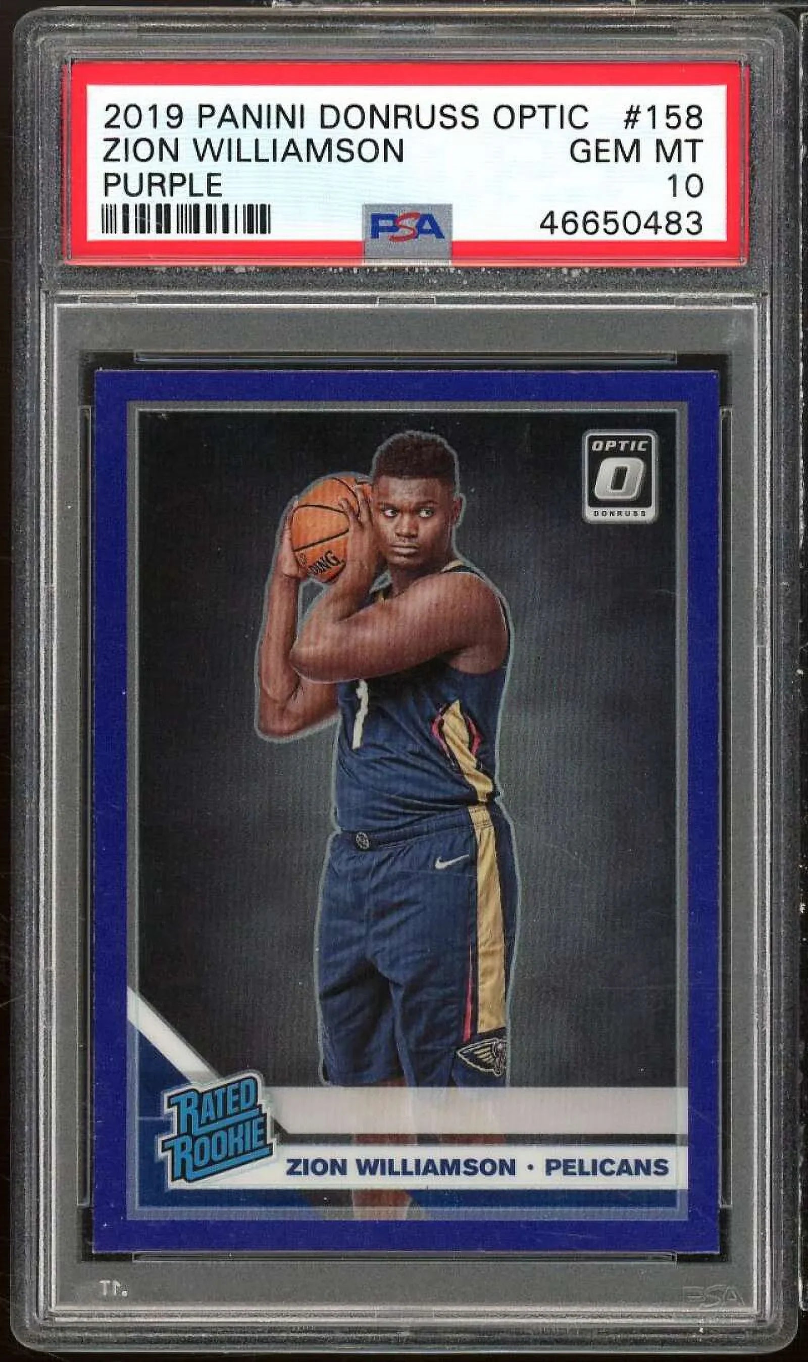 Williamson PSA Purple #158 Rookie Panini Card 2019-20 10 Zion Optic Donruss