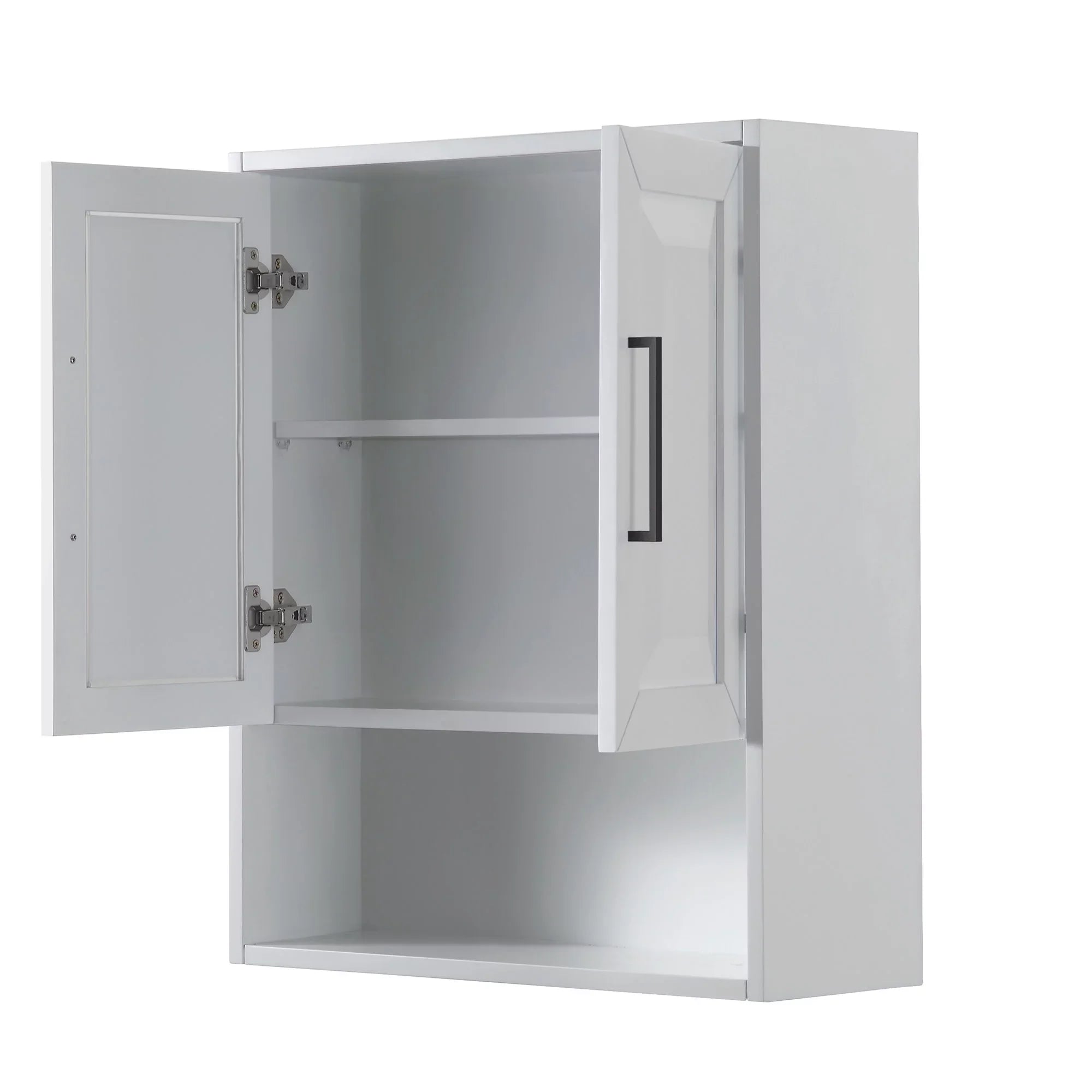 Daria Over-the-Toilet Cabinet Storage Wyndham Collection Bathroom Black Trim with Blue Wall-Mounted Matte Dark