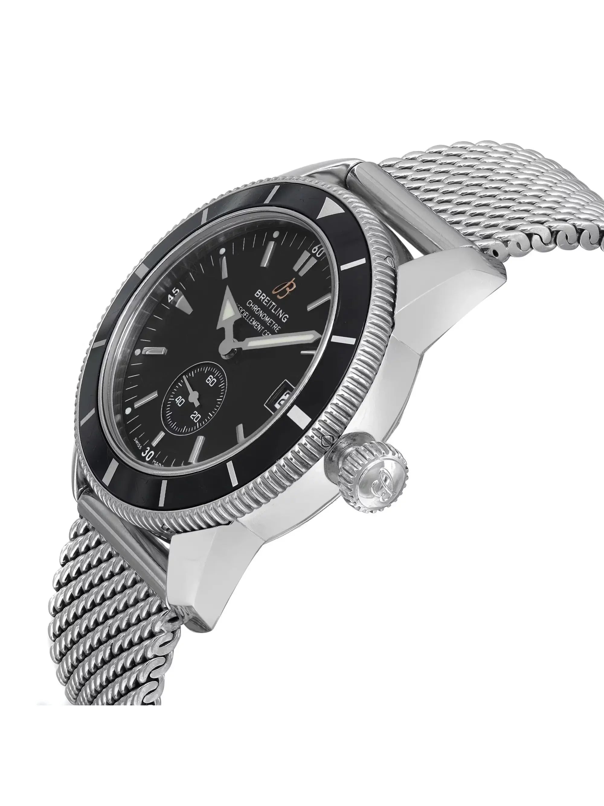 Dial Heritage SuperOcean 38mm Steel A3732024-B869SS Watch Mens Breitling Black