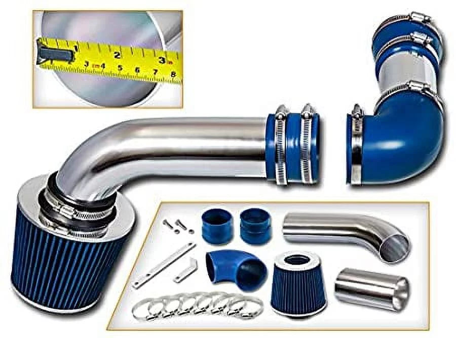 Compatible Rtunes Air Kit 5.7L For Racing + Pontiac BLUE Firebird Cold Intake Filter Combo 5.0L 88-89 &